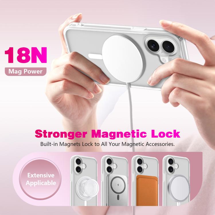 For iPhone 16 Skin-Friendly Magnetic Shockproof TPU Hybrid PC Phone Case