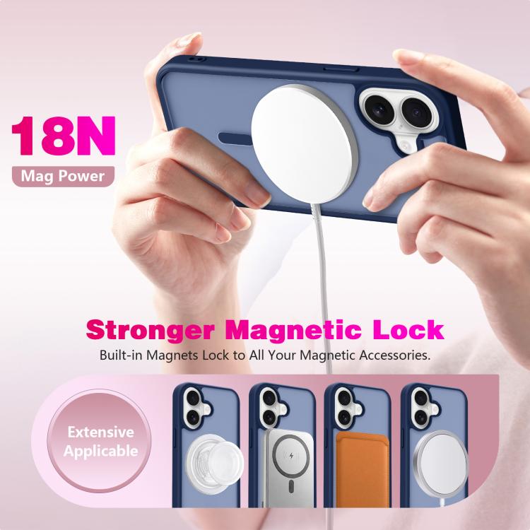 For iPhone 16 Skin-Friendly Magnetic Shockproof TPU Hybrid PC Phone Case