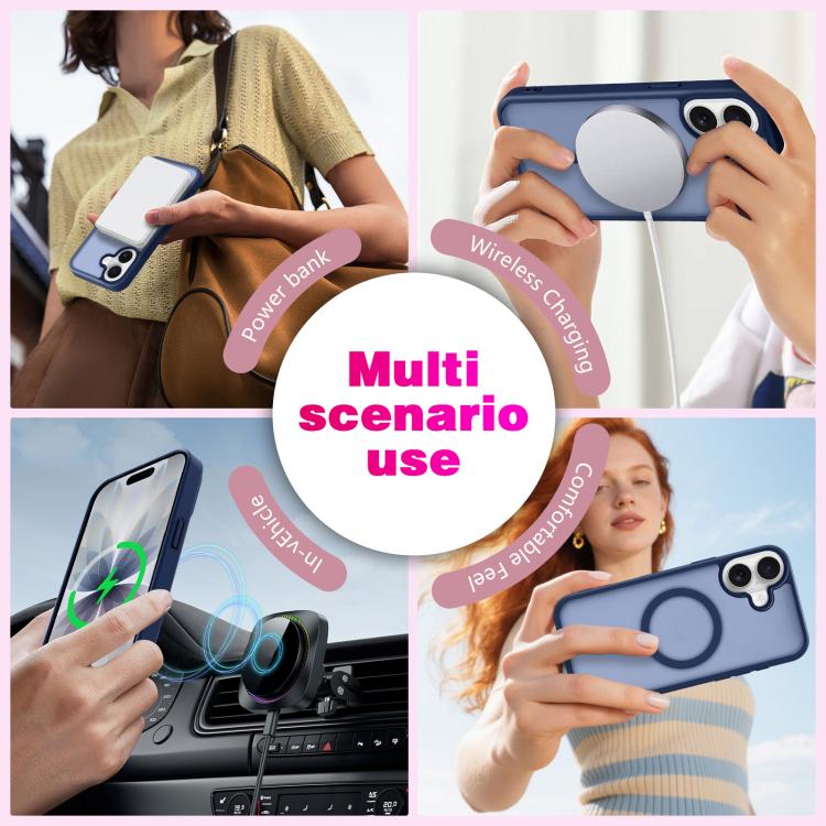 For iPhone 16 Skin-Friendly Magnetic Shockproof TPU Hybrid PC Phone Case