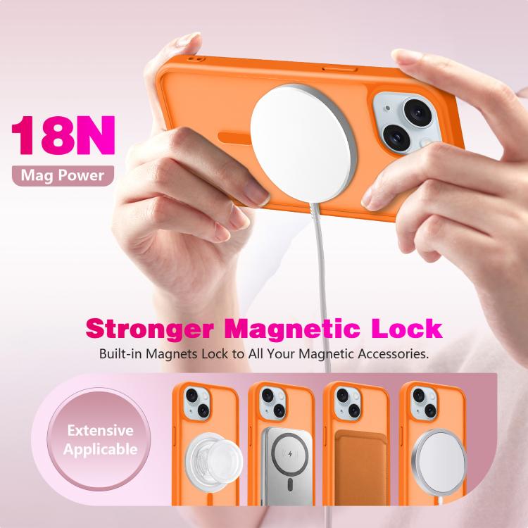 For iPhone 15 Skin-Friendly Magnetic Shockproof TPU Hybrid PC Phone Case
