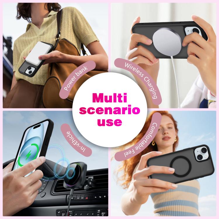 For iPhone 14 Skin-Friendly Magnetic Shockproof TPU Hybrid PC Phone Case