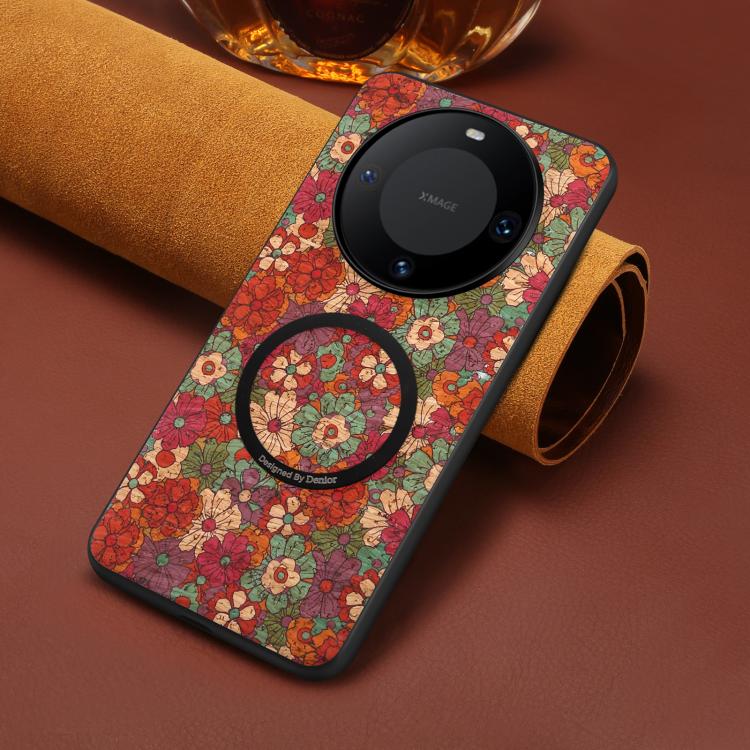 For Huawei Mate 60 Denior A07 Flower Language Series Magnetic Vegan Leather Phone Case