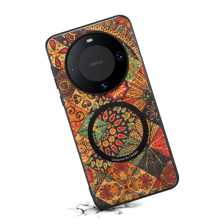 For Huawei Mate 60 Denior A07 Flower Language Series Magnetic Vegan Leather Phone Case