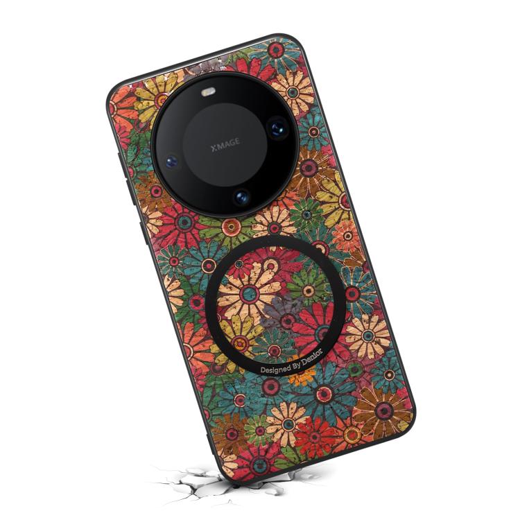 For Huawei Mate 60 Pro / 60 Pro+ Denior A07 Flower Language Series Magnetic Vegan Leather Phone Case