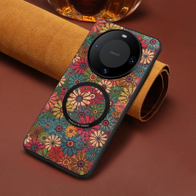 For Huawei Mate 60 Pro / 60 Pro+ Denior A07 Flower Language Series Magnetic Vegan Leather Phone Case
