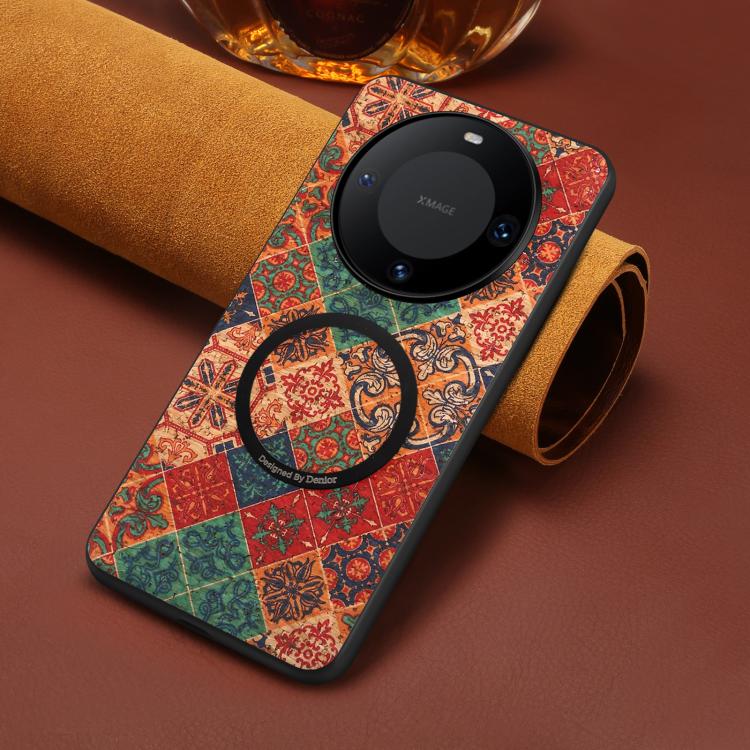 For Huawei Mate 60 Pro / 60 Pro+ Denior A07 Flower Language Series Magnetic Vegan Leather Phone Case