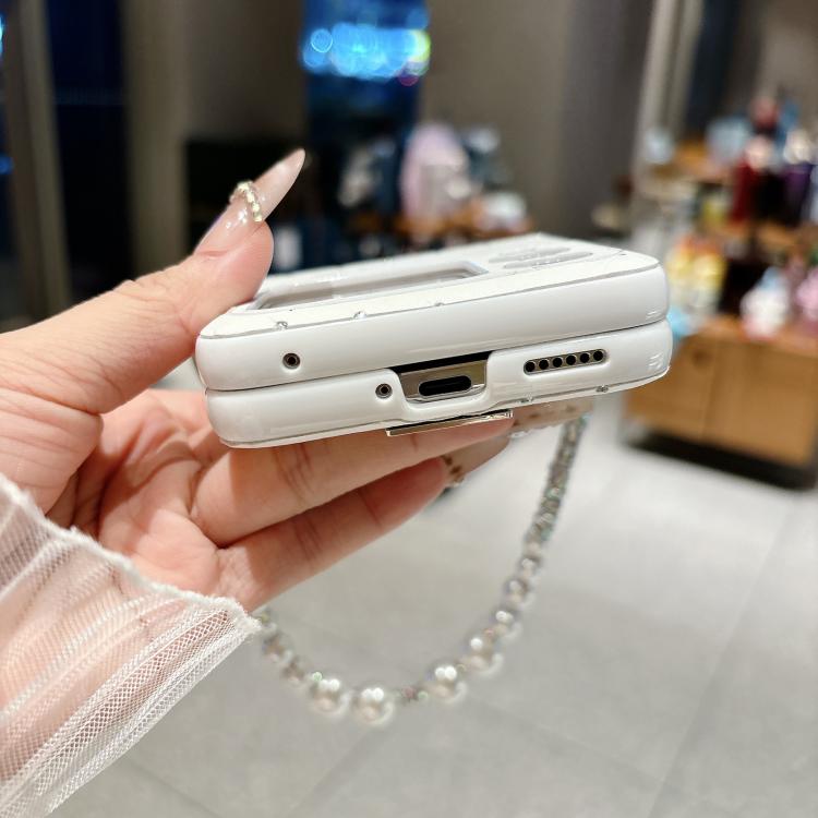 For Huawei nova Flip S Nameplate Style Diamond Patterned Side Clip Phone Case with Bracelet