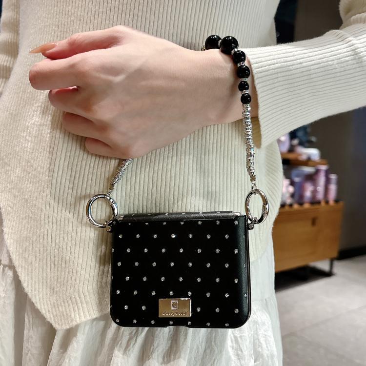 For Huawei Pura X Nameplate Style Diamond Patterned Side Clip Phone Case with Bracelet