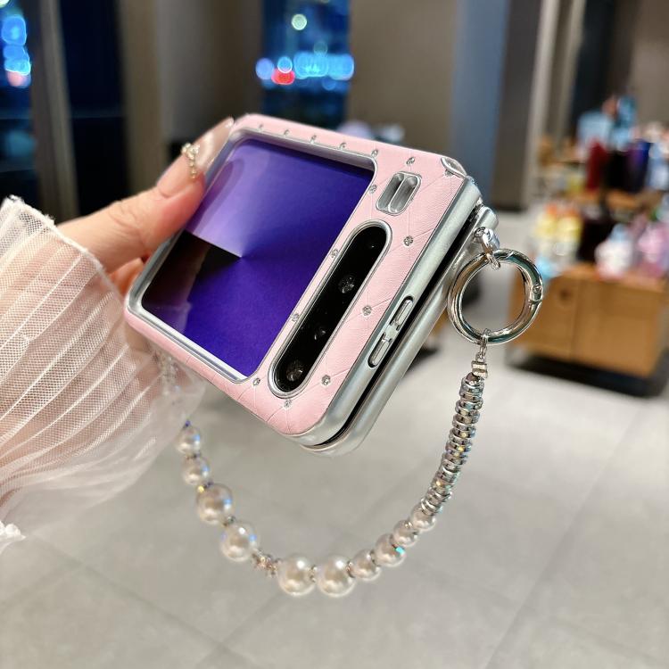 For Huawei Pura X Nameplate Style Diamond Patterned Side Clip Phone Case with Bracelet