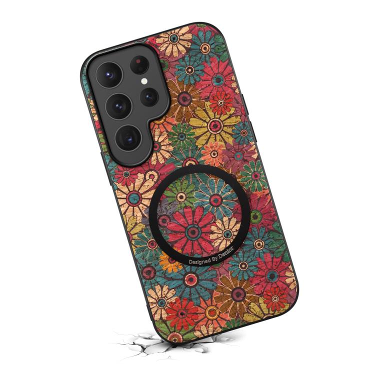 For Samsung Galaxy S25 Ultra 5G Denior A07 Flower Language Series Magnetic Vegan Leather Phone Case