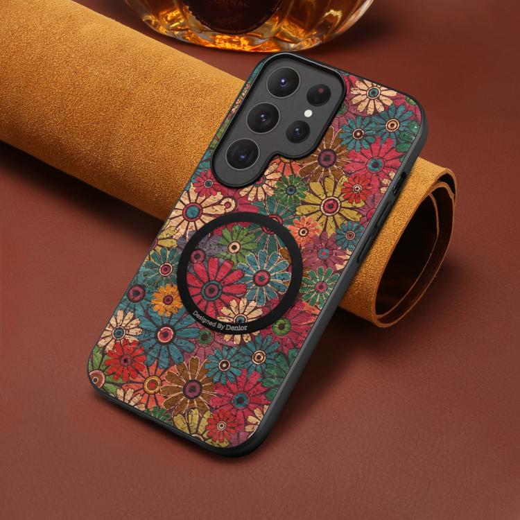 For Samsung Galaxy S26 Ultra 5G Denior A07 Flower Language Series Magnetic Vegan Leather Phone Case