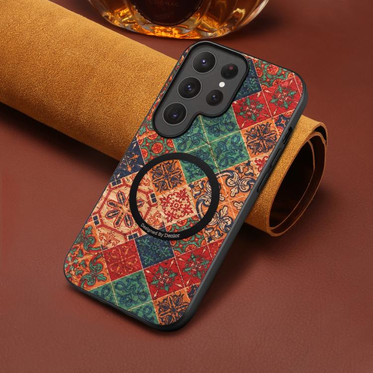For Samsung Galaxy S26 Ultra 5G Denior A07 Flower Language Series Magnetic Vegan Leather Phone Case