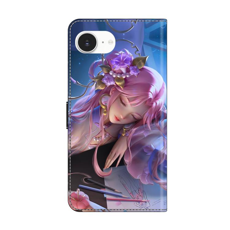 For iPhone 17e / 16e Crystal-Like Painted Vegan Leather Phone Case