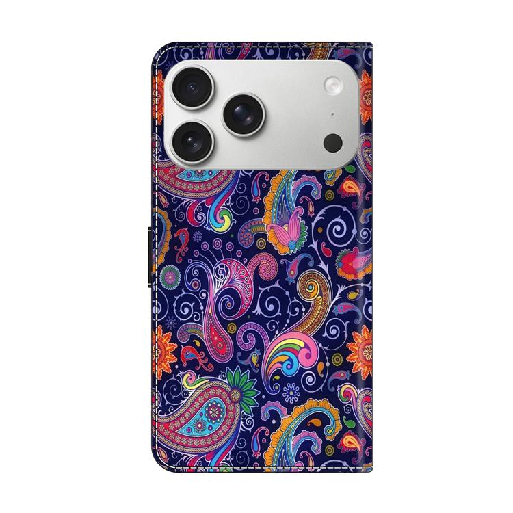 For iPhone 17 Pro Max Crystal-Like Painted Vegan Leather Phone Case