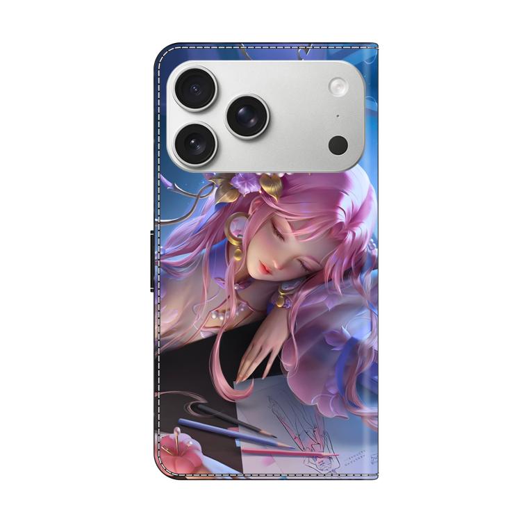 For iPhone 17 Pro Max Crystal-Like Painted Vegan Leather Phone Case