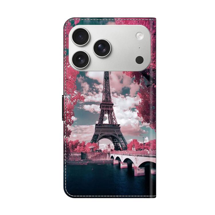 For iPhone 17 Pro Max Crystal-Like Painted Vegan Leather Phone Case