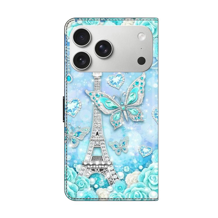 For iPhone 17 Pro Max Crystal-Like Painted Vegan Leather Phone Case
