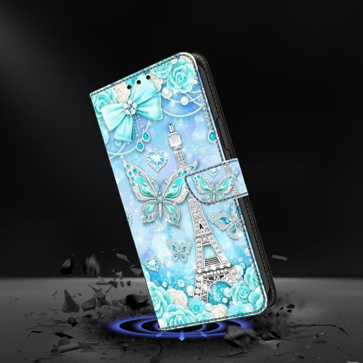 For iPhone 17 Pro Max Crystal-Like Painted Vegan Leather Phone Case