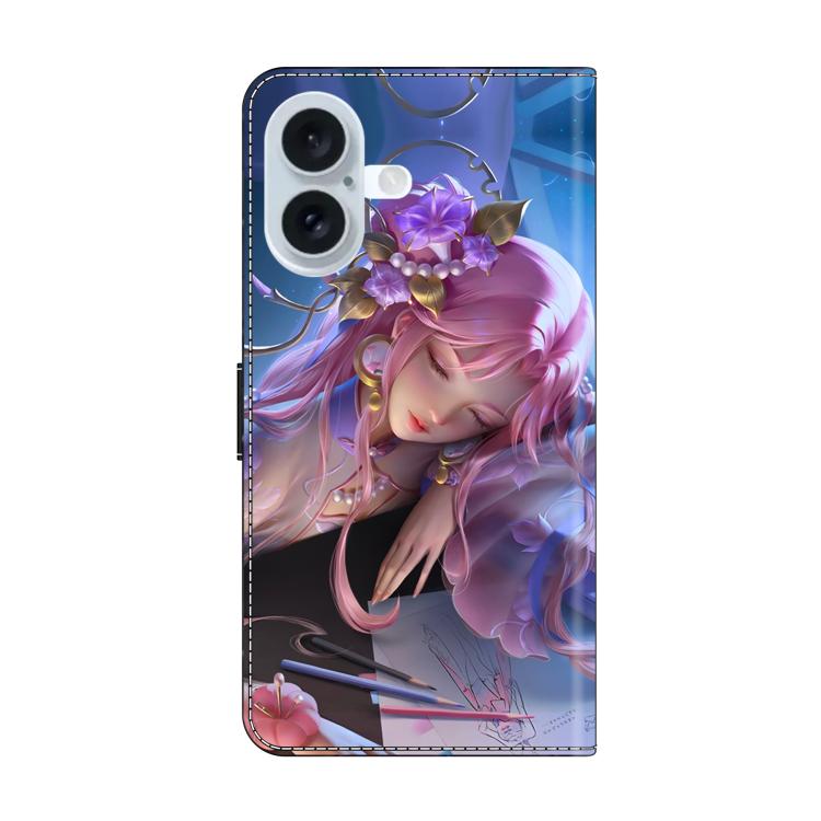 For iPhone 17 Crystal-Like Painted Vegan Leather Phone Case