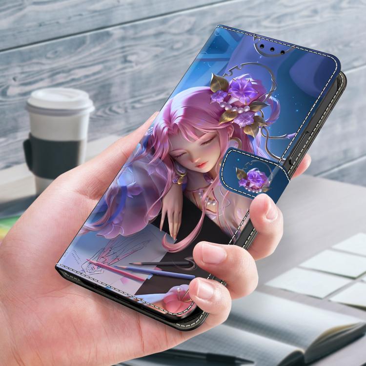 For iPhone 17 Crystal-Like Painted Vegan Leather Phone Case