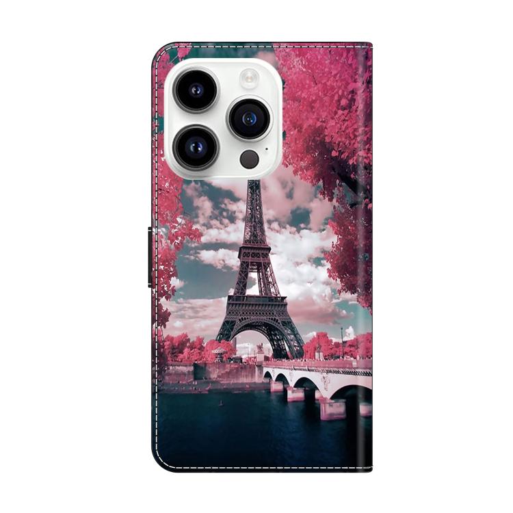 For iPhone 16 Pro Max Crystal-Like Painted Vegan Leather Phone Case