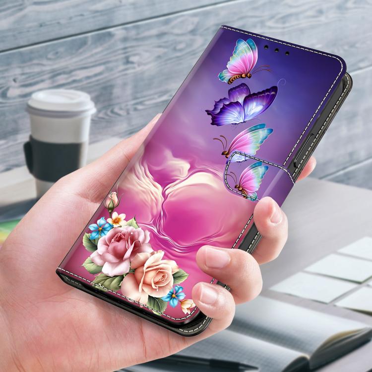 For iPhone 15 Pro Max Crystal-Like Painted Vegan Leather Phone Case