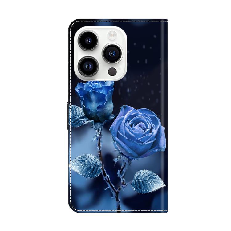 For iPhone 15 Pro Max Crystal-Like Painted Vegan Leather Phone Case