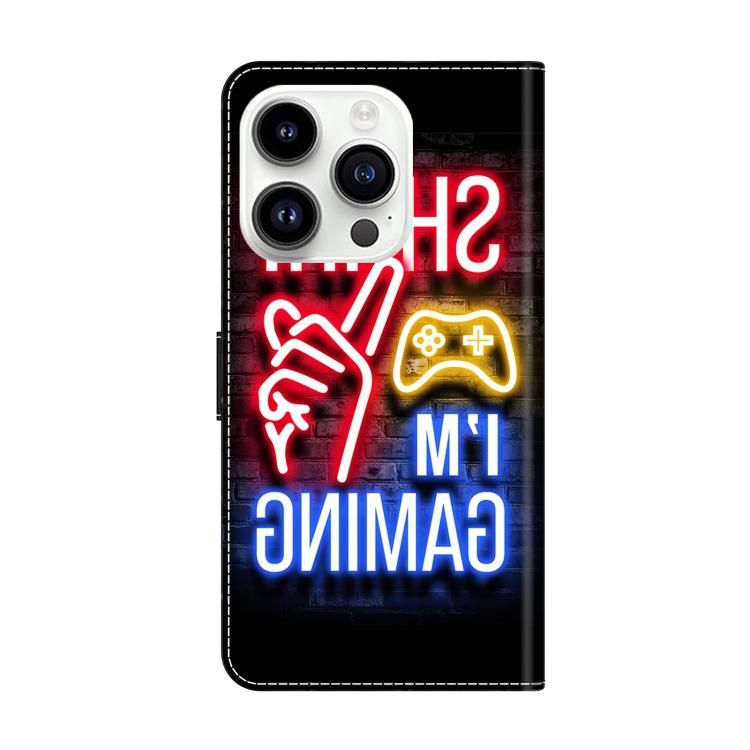 For iPhone 15 Pro Max Crystal-Like Painted Vegan Leather Phone Case
