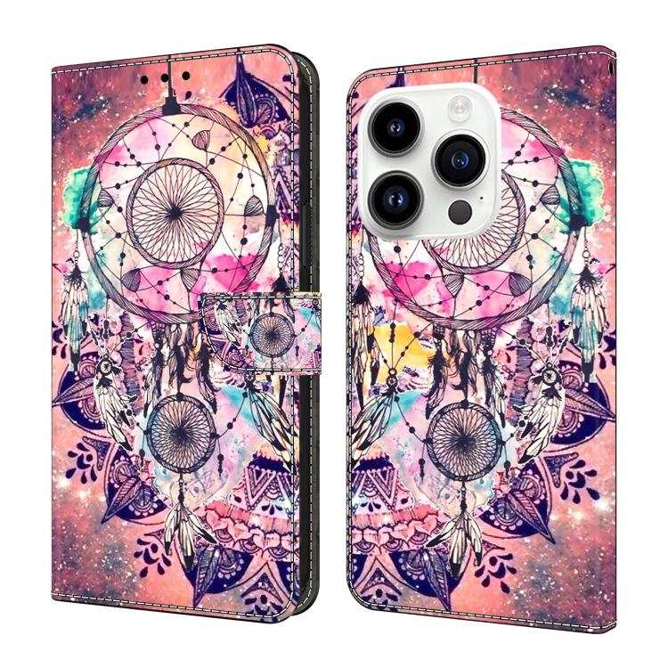 For iPhone 15 Pro Crystal-Like Painted Vegan Leather Phone Case