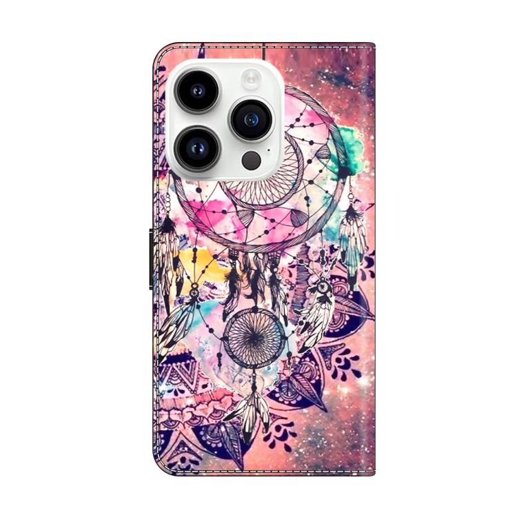 For iPhone 15 Pro Crystal-Like Painted Vegan Leather Phone Case