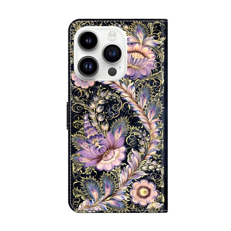 For iPhone 15 Pro Crystal-Like Painted Vegan Leather Phone Case
