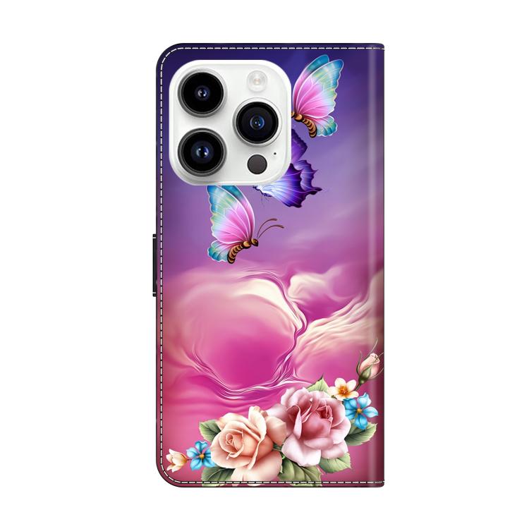 For iPhone 15 Pro Crystal-Like Painted Vegan Leather Phone Case