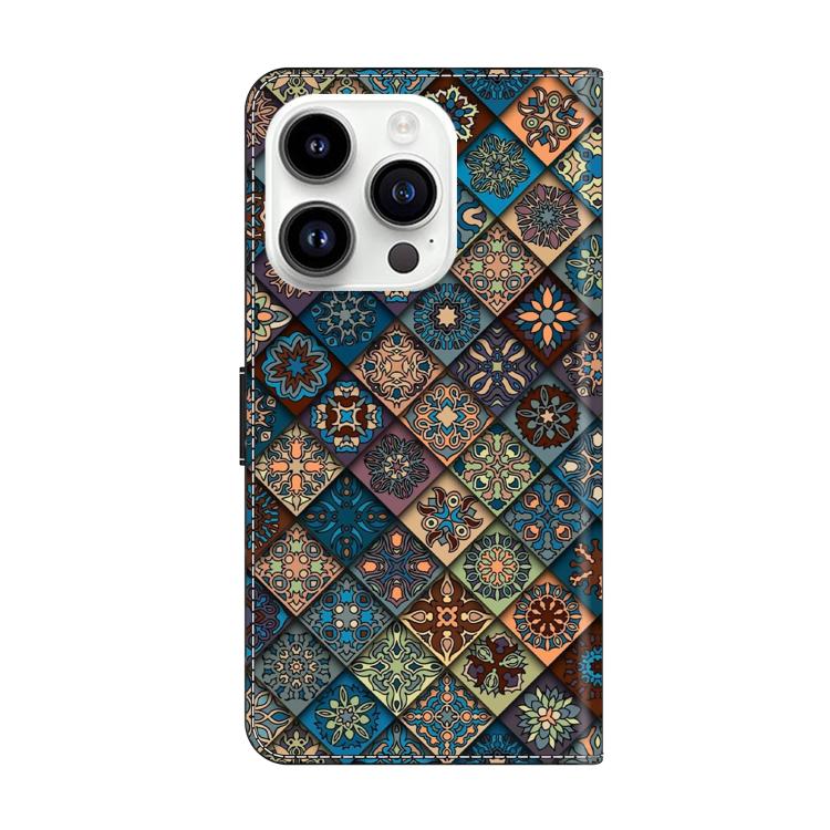 For iPhone 15 Pro Crystal-Like Painted Vegan Leather Phone Case