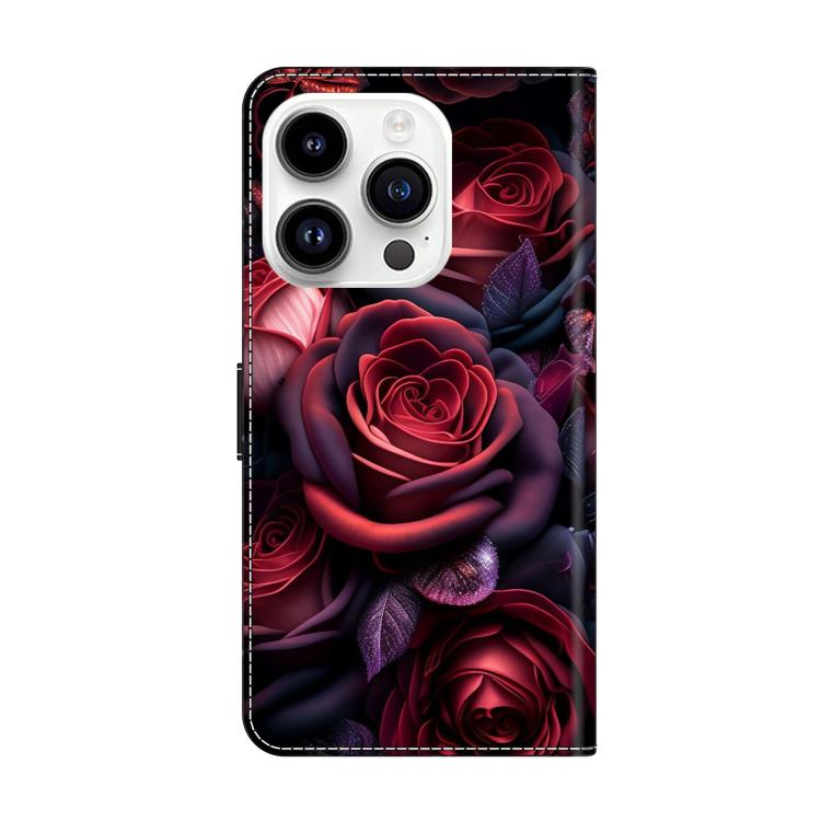 For iPhone 14 Pro Crystal-Like Painted Vegan Leather Phone Case