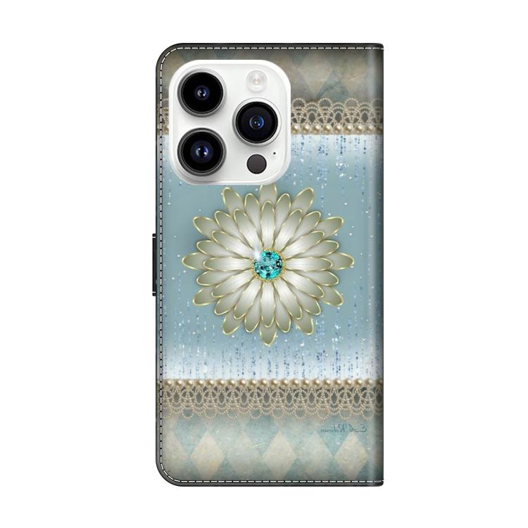 For iPhone 14 Pro Crystal-Like Painted Vegan Leather Phone Case