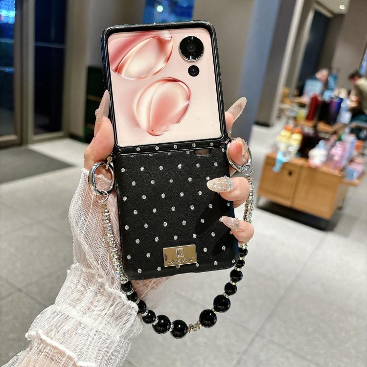 For Xiaomi Mix Flip Nameplate Style Diamond Patterned Side Clip Phone Case with Bracelet