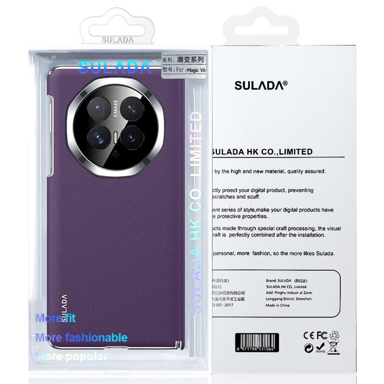 For Honor Magic V6 SULADA Dual Axis Lens Full Coverage Vegan Leather Magnetic Phone Case