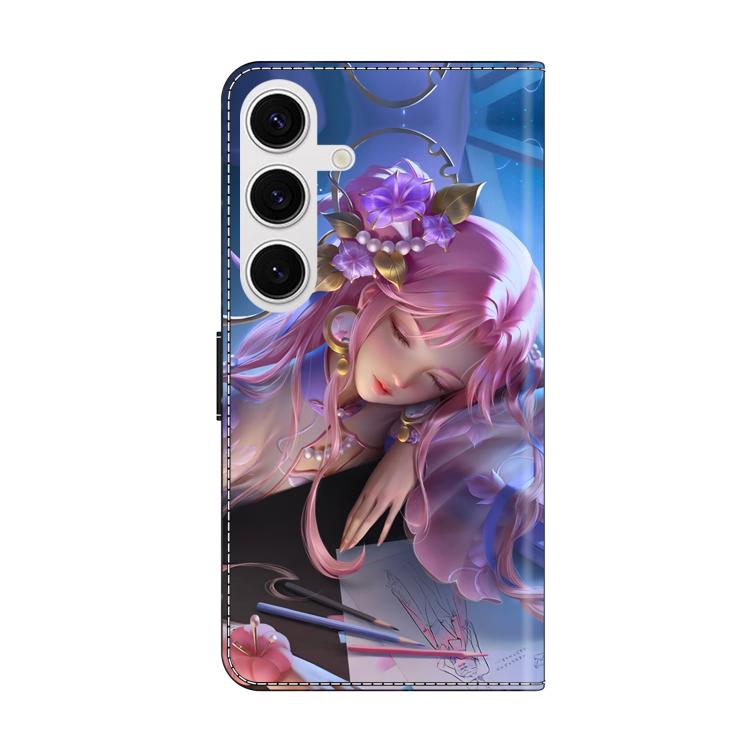 For Samsung Galaxy S23 5G Crystal-Like Painted Vegan Leather Phone Case