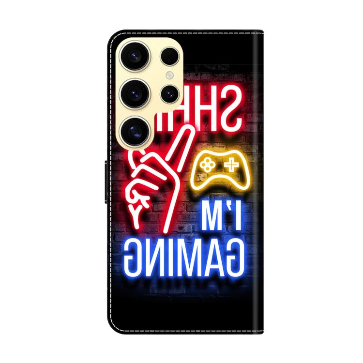 For Samsung Galaxy S24 Ultra 5G Crystal-Like Painted Vegan Leather Phone Case