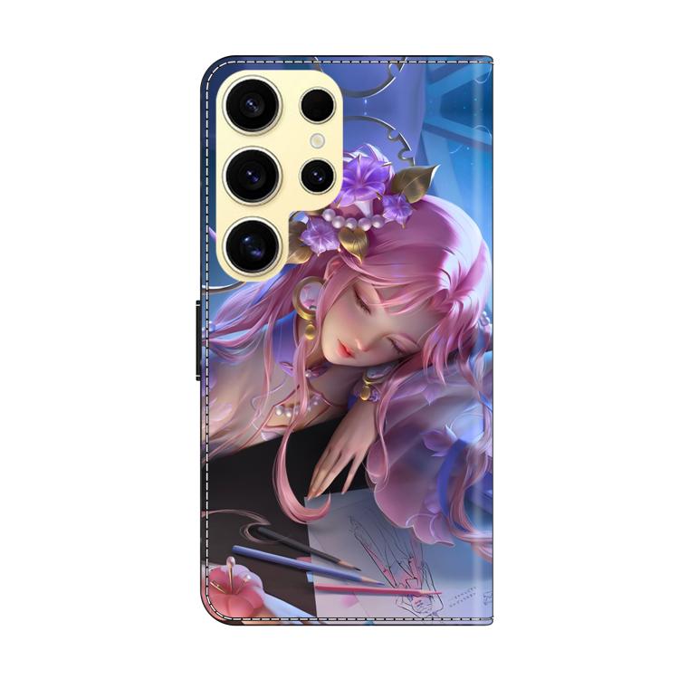 For Samsung Galaxy S24 Ultra 5G Crystal-Like Painted Vegan Leather Phone Case
