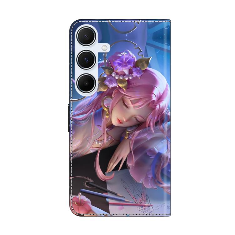For Samsung Galaxy A55 5G Crystal-Like Painted Vegan Leather Phone Case