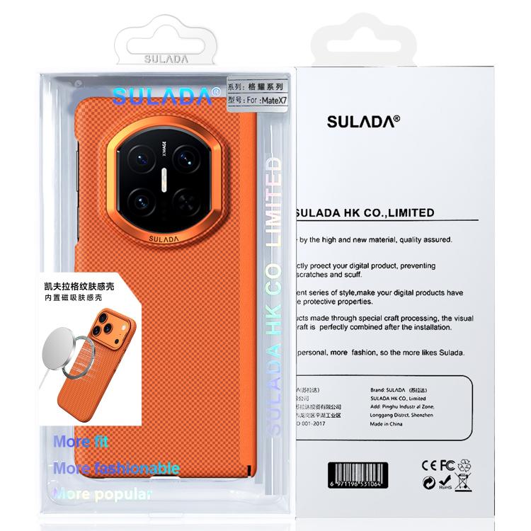 For Huawei Mate X7 SULADA Kevlar Grid Patterned Skin Feel Magnetic Phone Case