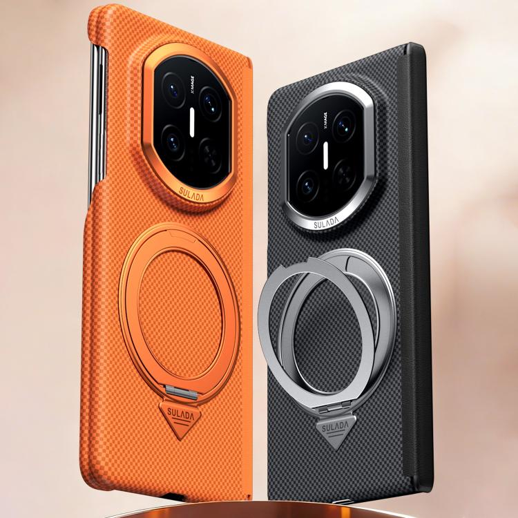 For Huawei Mate X6 SULADA Kevlar Grid Patterned Skin Feel Rotation Magnetic Holder Phone Case