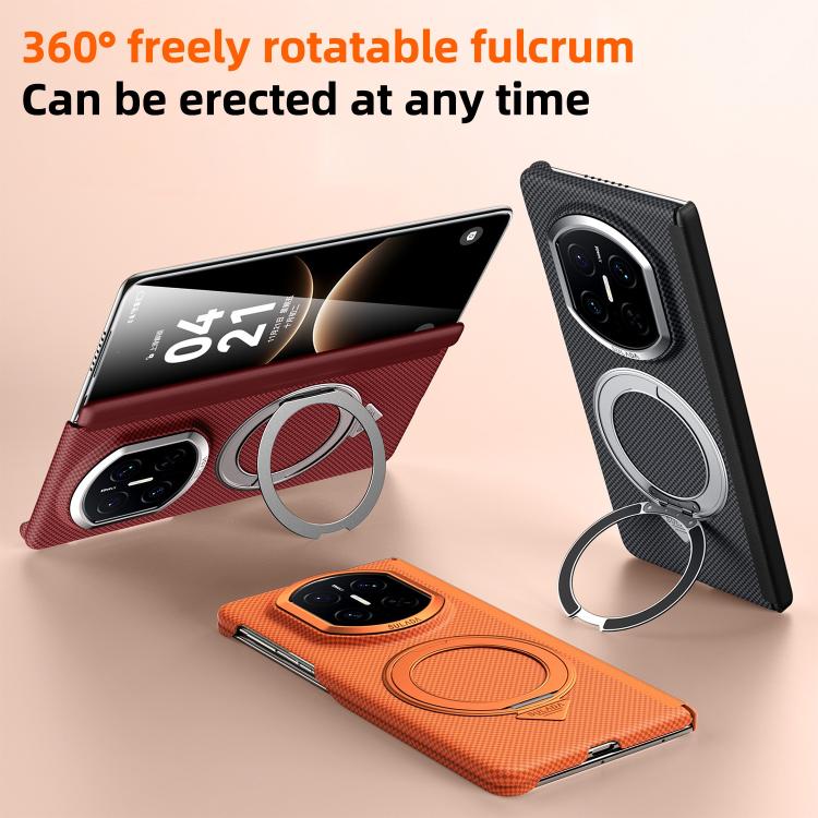 For Huawei Mate X6 SULADA Kevlar Grid Patterned Skin Feel Rotation Magnetic Holder Phone Case