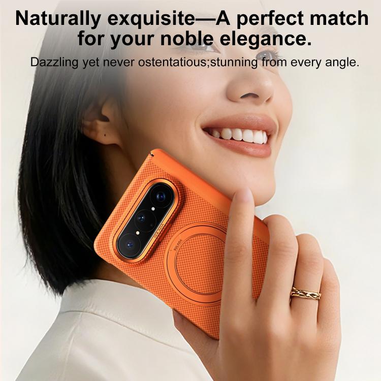 For Huawei Pura X Max SULADA Kevlar Grid Patterned Skin Feel Rotation Magnetic Holder Phone Case