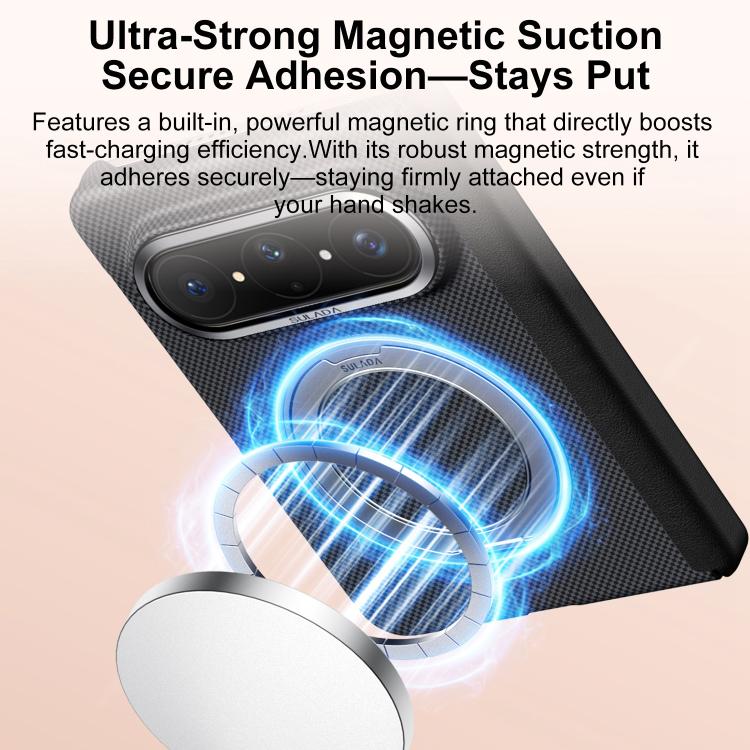 For Huawei Pura X Max SULADA Kevlar Grid Patterned Skin Feel Rotation Magnetic Holder Phone Case