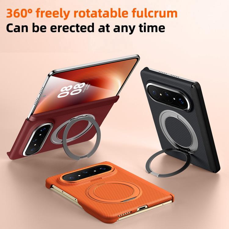 For Huawei Pura X Max SULADA Kevlar Grid Patterned Skin Feel Rotation Magnetic Holder Phone Case