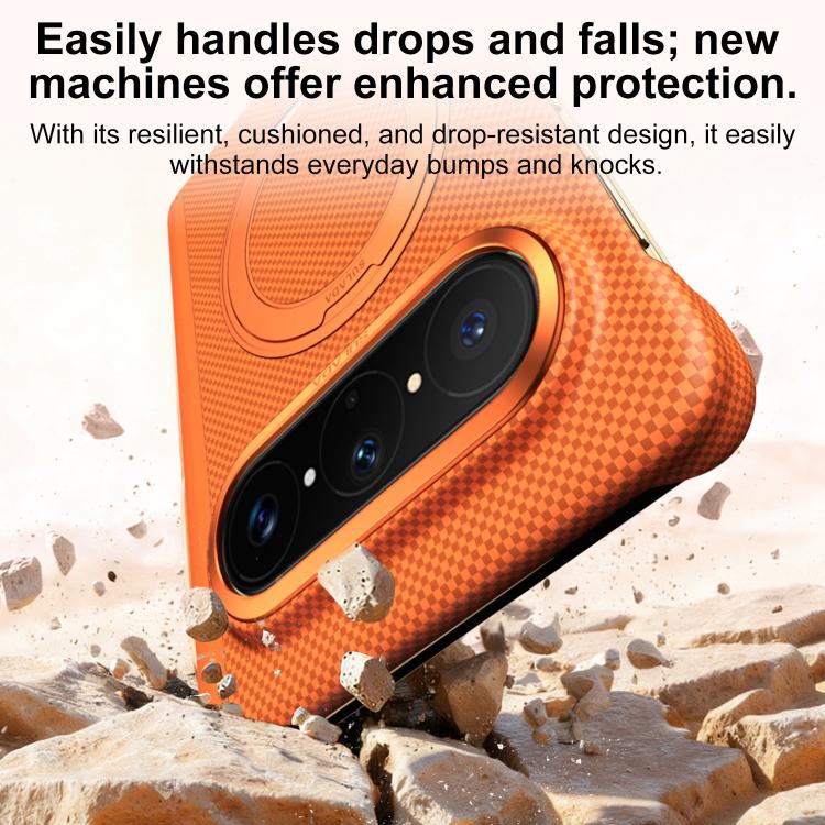 For Huawei Pura X Max SULADA Kevlar Grid Patterned Skin Feel Rotation Magnetic Holder Phone Case