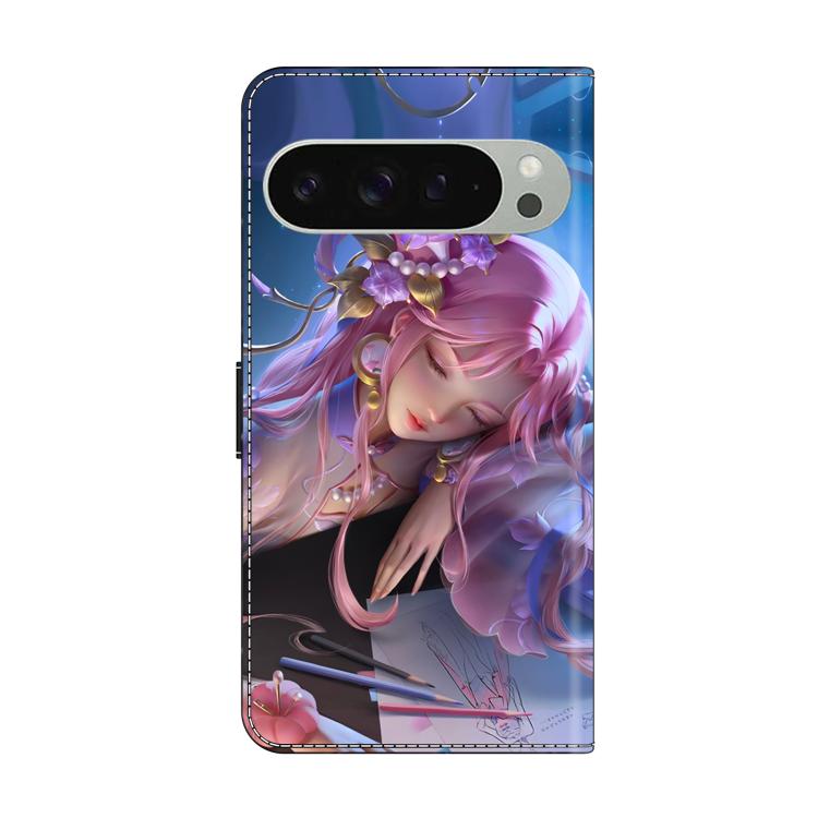For Google Pixel 9 Pro Crystal-Like Painted Vegan Leather Phone Case