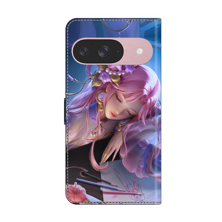 For Google Pixel 9 Crystal-Like Painted Vegan Leather Phone Case